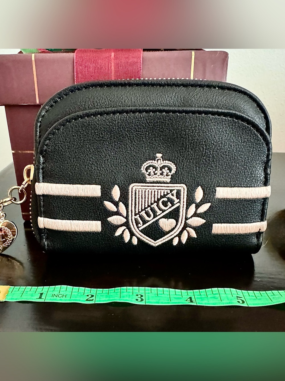 NWT Juicy Couture Juicy Prep School Mini Compact Wallet Black & Pink - Picture 6 of 7